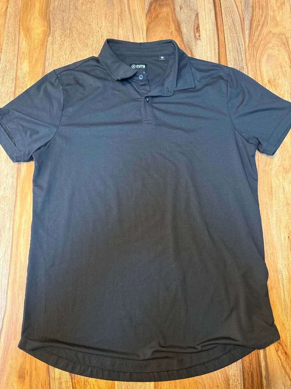 CUTS Black Curve-Hem Prestige Polo Shirt Size L